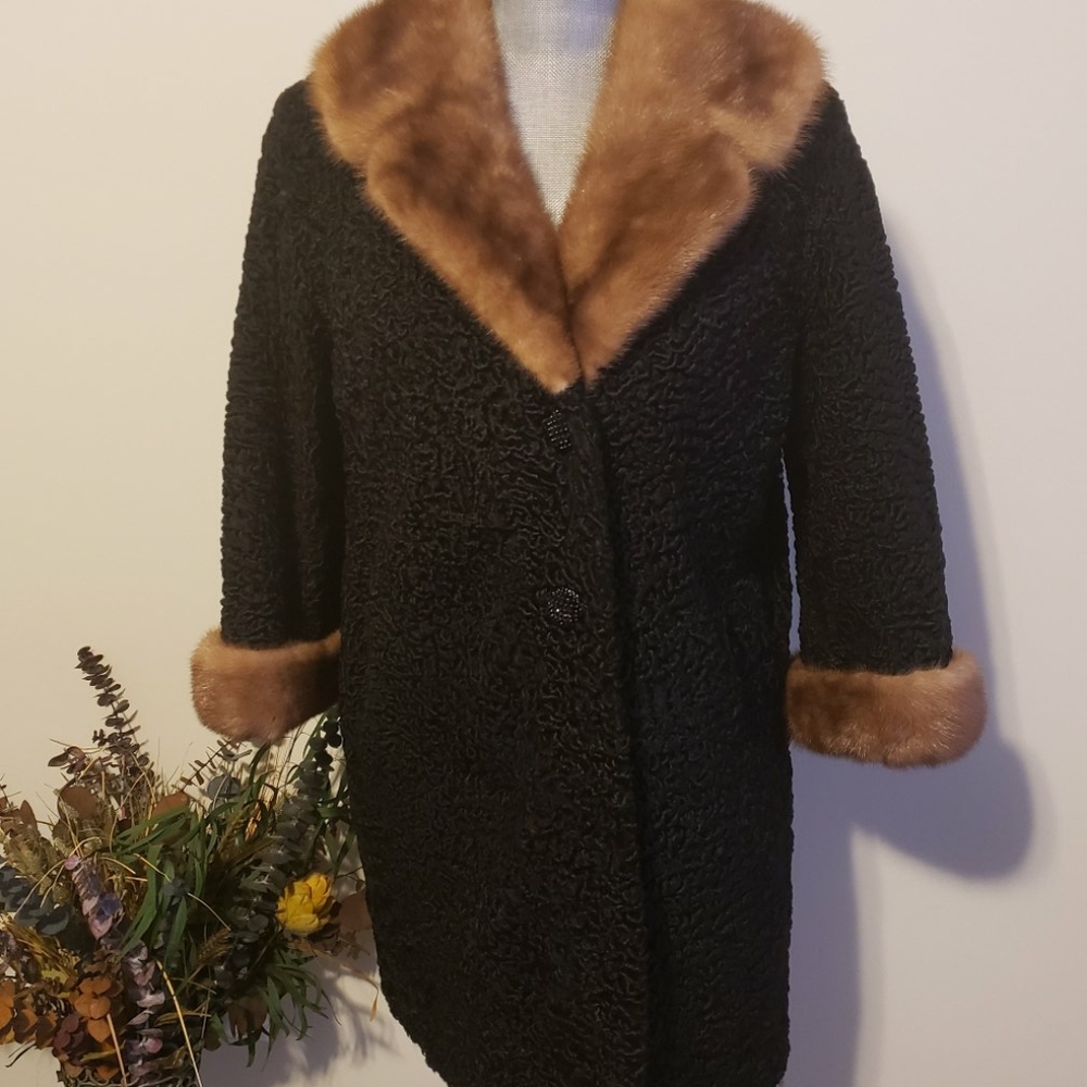 50's Woodward & Lothrop Fur Coat Mink Persian Lamb